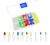 JZK 300 piezas de diodos LED de 3mm 5mm, rojo, verde, azul, amarillo, blanco, kit surtido de diodos emisores luz LED 3mm 5mm diodos LED redondos 2 pines 2pin diodos luz 3mm 5mm