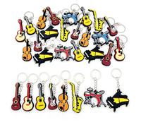 JZK 30x Llavero de instrumento musical para favores fiesta musical decoraciones fiesta tema música recuerdos regalo temáticos música, ukelele, guitarra eléctrica, violín, piano, saxofón, batería