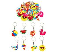 JZK 32x Llavero fiesta piscina recuerdos regalo agradecimiento para invitados niños favores de fiesta piscina relleno bolsas regalo hawaiana, accesorios decoración fiesta temática playa