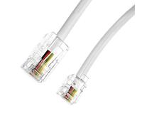 JZK 3M Cable telefónico RJ11 a RJ45, cable de extensión plano RJ11 macho a RJ45 macho, cable de red Ethernet, cable de red 6P4C a 8P8C para módem, fax y teléfono fijo - Blanco