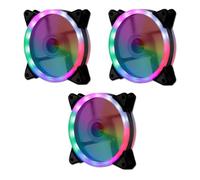 JZK 3PCS 120x120x25mm 12V RGB LED Ventilador de enfriamiento de Caja de PC de bajo Ruido 120 mm, Ventilador sin escobillas de 12 cm CC, luz LED Colorida Caja de computadora Ventilación