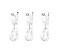 JZK 3x cables alimentación USB a CC 2A y 5V, blancos de 1 m, adaptador cable carga USB A macho a conector barril 5,5 mm x 2,1 mm macho, para miniventiladores, cámaras, lámparas LED, concentradores USB