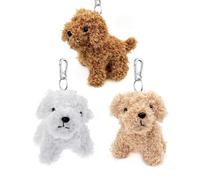 JZK 3x Llavero perro cachorro animal peluche suave pequeño caniche juguete colgantes para mochila Recuerdos de cumpleaños niños detalle Regalos fiesta bolsa relleno obsequios para invitados
