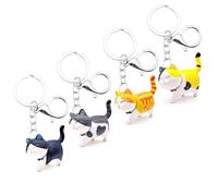 JZK 4 bonitos llaveros de gato gordito, mini gato de juguete 3D con llavero, accesorio de fiesta de cumpleaños con temática de gato, regalo de agradecimiento, regalo para amantes de los gatos