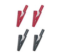 JZK 4 Piezas mini pinzas de cocodrilo para cables de prueba eléctricos, cables de prueba de multímetro aislados pinzas de cocodrilo para sonda de prueba de 2 mm y conector tipo banana, rojo y negro