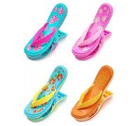 JZK 4 pinzas de toalla de playa estilo chanclas para tumbona, grandes clips de toalla para tumbona, clips de toalla de playa para sillas de playa, pinzas de lavandería fuertes