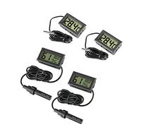 JZK 4 x Pequeño Digital Acuario termómetro higrómetro con sonda y batería, medidor de Temperatura del Agua medidor de Humedad para Acuario Marino, incubadora, Tanque de Reptiles