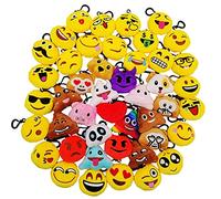 JZK 45 x Mini llavero de emoticono de felpa 5cm amarillo pequeña cara sonriente mochila llavero para niños adultos regalos de fiesta de cumpleaños obsequios recuerdo, rellenos de bolsas de fiesta