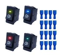 JZK 4x 12V 35A Interruptores palanca basculante con indicador LED, interruptor encendido y apagado DPST 4pin y 2 posiciones para coche camión motocicleta barco, interruptor basculante luz antiniebla