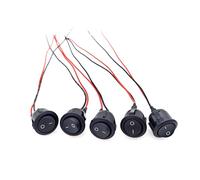 JZK 5 piezas AC 6 A 250 V 10 A 125 V SPST 2 pines Interruptor basculante encendido y apagado KCD1, redondo, para coche, barco, motocicleta, caravana, con cables presoldados 20 cm