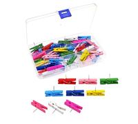 JZK 50 chinchetas de madera multicolor, mini pinzas de colores estilo chinchetas para el pulgar, clips de fotos con pin, clavijas de corcho de oficina para tablón de anuncios, tablón de anuncios