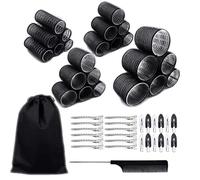 JZK 50 en 1 Extra grandes pequeños rulos de velcro para el pelo largo/corto y flequillo, rizador pelo sin calor rolos cabello hair rollers rulos para rizar pelo con pinzas para volumen