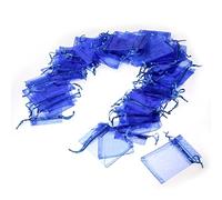JZK 50 Piezas Bolsa Organza Azul para Boda cumpleaños Baby Shower Joyas pequeñas y Otras materias primas pequeñas, 9 x 7 cm
