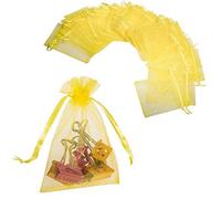 JZK 50 x Amarillo 9x12cm Bolsas Organza Favor favores Boda para Caramelos Joyas pequeñas para Boda cumpleaños Baby Shower Navidad