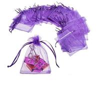 JZK 50uds 12x9cm morada organza bolsas favores fiesta bolsa confeti arroz dulces boda bolso pequeño regalo fiesta pequeñas bolsas joyería con cordón, para bodas cumpleaños baby shower
