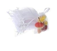 JZK 50uds 7x9cm Blanco organza bolsas favores fiesta bolsa confeti arroz dulces boda bolso pequeño regalo fiesta pequeñas bolsas joyería con cordón, para bodas cumpleaños baby shower