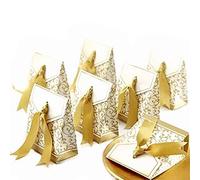 JZK 50x Cajas de Regalo Doradas Pequeñas de Papel para 50 Años Bodas Oro, Caja de Confeti Dulces para Fiesta 50 Aniversario Cumpleaños Bautizo Graduación Caja de Navidad