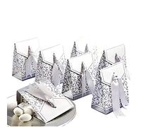 JZK 50x Cajas de Regalo plateada Pequeñas de Papel para 25 Años Bodas de plata, Caja de Confeti de Dulces para Fiesta del 25 Aniversario, Cumpleaños, Bautizo, Graduación, Caja Regalos Navidad