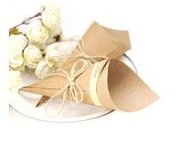 JZK 50x Papel kraft conos confeti boda marcador de posición fiesta caja favores boda caja recuerdos dulces porta snacks para fiesta cumpleaños bautismo comunión, tarjeta de felicitación de bricolaje