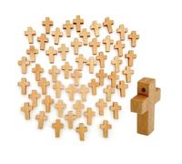 JZK 50x Pequeñas cruces de madera para bisutería, con orificio, mini madera encanto cuenta cruzada colgante cruz dije para hacer collares llaveros, accesorios diy para favores fiesta bautizo comunion