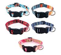 JZK 5x Collares de perro coloridos para perros pequeños y medianos, collares de cachorro, collares de nailon suave ajustable con hebilla, collares de identificación para perros pequeños