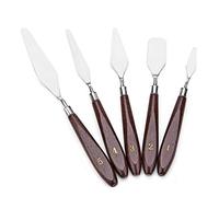 JZK 5x cuchillos de paleta para pintura al óleo de acero inoxidable, mango de madera