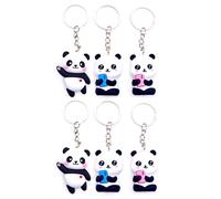 JZK 6 llaveros 3D con diseño de panda, regalos de fiesta de cumpleaños con temática de panda, rellenos de bolsas de fiesta temática china, regalos de fiesta para amantes de los pandas, regalo de