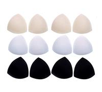 JZK 6 Pares de Almohadillas de Espuma para Brasier Triangular extraíble para Traje de baño, Sujetador Deportivo, Bikini, Negro, Blanco, Beige, 3 Colores