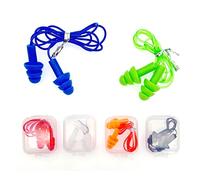 JZK 6 pares de tapones para los oídos reutilizables con cordón de silicona, tapones para los oídos impermeables, tapones para los oídos de natación para estudiar y viajar