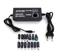 JZK 60W DC 3-12V 5A Fuente de alimentación de voltaje ajustable con pantalla digital, 100-240V AC to DC 3V 4V 4.5V 5V 6V 7V 8V 9V 10V 12V Adaptador corriente universal transformador Convertidor