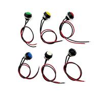 JZK 6pcs 12mm 12V pulsador momentáneo impermeable 2 pines ON OFF pequeño mini interruptor botón redondo con cables, PBS-33B botón bocina reinicio automático sin bloqueo botone de timbre