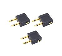 JZK Adaptador Auriculares para avión, convertidor Conector aéreo Chapado en Oro (Macho 3.5 mm a Hembra 3.5 mm) para Auriculares Vuelo y audífonos estéreo auxiliares (Paquete de 3)