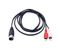 JZK Adaptador cable audio DIN 5 pines a 2 RCA, conector macho DIN 5 pines a macho RCA estéreo para reproductor CD, VCR, DVD, altavoces, equipos alta fidelidad, sistema estéreo