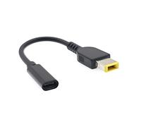 JZK Adaptador de cable USB-C a conector delgado de 65 W PD para ThinkPad. Conector USB tipo C hembra a conector macho rectangular amarillo para portátil Lenovo. Convertidor de cable de cargador y adap
