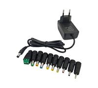JZK Adaptador de Corriente 12V 1A, Adaptador de Fuente de Alimentación AC/DC con 10 Conectores DC para Tira LED, Altavoz, Cámara CCTV, Radio, Carcasa, Ventilador, Cargador de Reemplazo, 12V 1000mA Máx