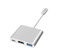 JZK Adaptador Multipuerto USB C Con Salida HDMI 4K, USB 3.0 y Puerto de Carga, Compatible Con MacBook Pro, Google Chromebook, HP, Samsung S9+, Convertidor Digital Portátil