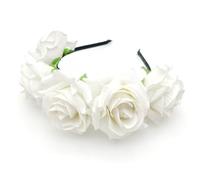 JZK Blanca rosa flores corona diadema tiara guirnalda tocado guirnalda floral alicia para mujer niña boda fiesta en playa fotografía de vacaciones accesorio Dia De Los Muertos