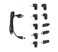 JZK Cable de alimentación DC a USB, Cable de alimentación 5V DC 5.5 x 2.1mm con 10 puntas de adaptador de corriente CC intercambiables, 5.5 x 2.5 mm, tipo C y más