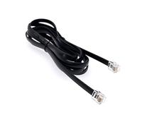 JZK Cable telefónico RJ12 negro 2 m, extensión plana, RJ12 6P6C, cable modular 6 núcleos macho a macho para conectar teléfonos fijos
