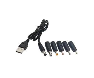 JZK Cable universal USB a CC, cable de carga con 5 conectores CC de 2,5 x 0,7 mm, 3,5 x 1,35 mm, 4,0 x 1,7 mm, 5,5 x 2,5 mm, 3,0 x 1,0 mm para ordenadores portátiles, routers