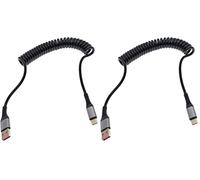 JZK Cable USB A a USB C en espiral de carga rápida para Apple CarPlay y Android Auto, cable de datos para cargador de automóvil para iPhone 15 16 y para SAMSUNG/Xiaomi/OPPO/VIVO (Paquete de 2)