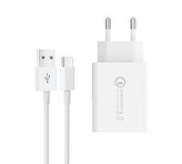 JZK Cargador Rápido USB C de 18W para Xiaomi, Cargador de Pared QC 3.0, Cable de Carga Rápida Tipo C Adaptador de Viaje, Enchufe de Fuente de Alimentación para Smartphone para Redmi Mi Note 12
