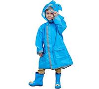 JZK Chubasquero Impermeable Poncho Impermeables Chaquetas Capa Lluvia con Mangas y Capucha y Rayas Reflectantes para niños y niñas de 2-4 4-6 6-10 años (S, Azul)