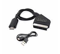 JZK Convertidor SCART a HDMI con cable USB, convertidor de audio y vídeo Full HD 720p/1080p, adaptador de audio y vídeo con entrada SCART y salida HDMI para HDTV, decodificador y reproductor de DVD