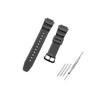 JZK Correa repuesto caucho negro 18mm relojes para Casio AE-1300/AE-1200, SGW-300H/SGW-400H/SGW-500H, W-218H/W-219H, MRW-200H, Correa plástico impermeable con herramienta para su instalación