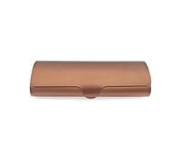 JZK Estuche delgado de aluminio para anteojos, estuche rígido y liviano para anteojos para miopes para hombres y mujeres, estuche para anteojos con cierre a presión, marrón