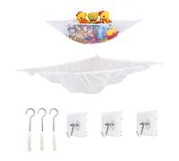JZK Grande hamaca para guardar juguetes peluches, red almacenamiento juguetes niños con ganchos para dormitorio bebés o baño, red para colgar peluches oso de peluche, organizador peluches pared