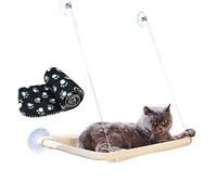JZK - Hamaca para Gatos montada en la Ventana + Manta, Cama con Ventosa para Mascotas y Manta Negra para Percha de Gato
