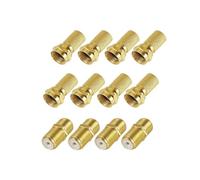 JZK Juego conectores F chapados en oro, 8X conectores tipo F para extensión cable coaxial RG6 y 4X adaptadores hembra SAT para cable satelital y antena TV por cable satelital