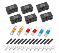 JZK Juego de 6 Portafusibles Midi con 6 Fusibles (40A, 50A, 60A), 12 Terminales, 12 Tubos Termorretráctiles, Bloque Fusibles PA66 para Automóvil con Ventana Transparente para Sistemas Coche, RV